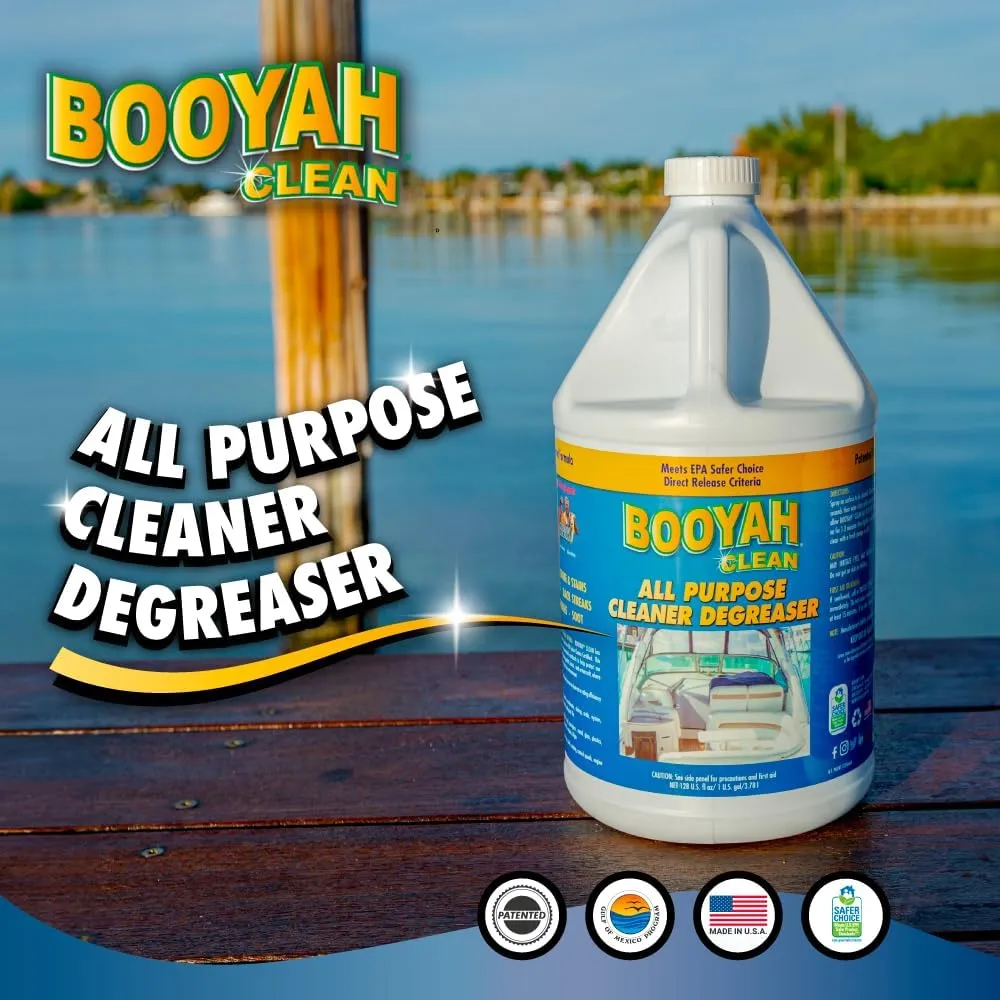 Booyah Clean All Purpose Cleaner Degreaser – Excellent Multi-Surface Cleaner - Removes Grime, Stains, Fish Blood, Oil, Grease, Black Streaks, and Soot – Meets EPA Safer Choice Direct Release Criteria