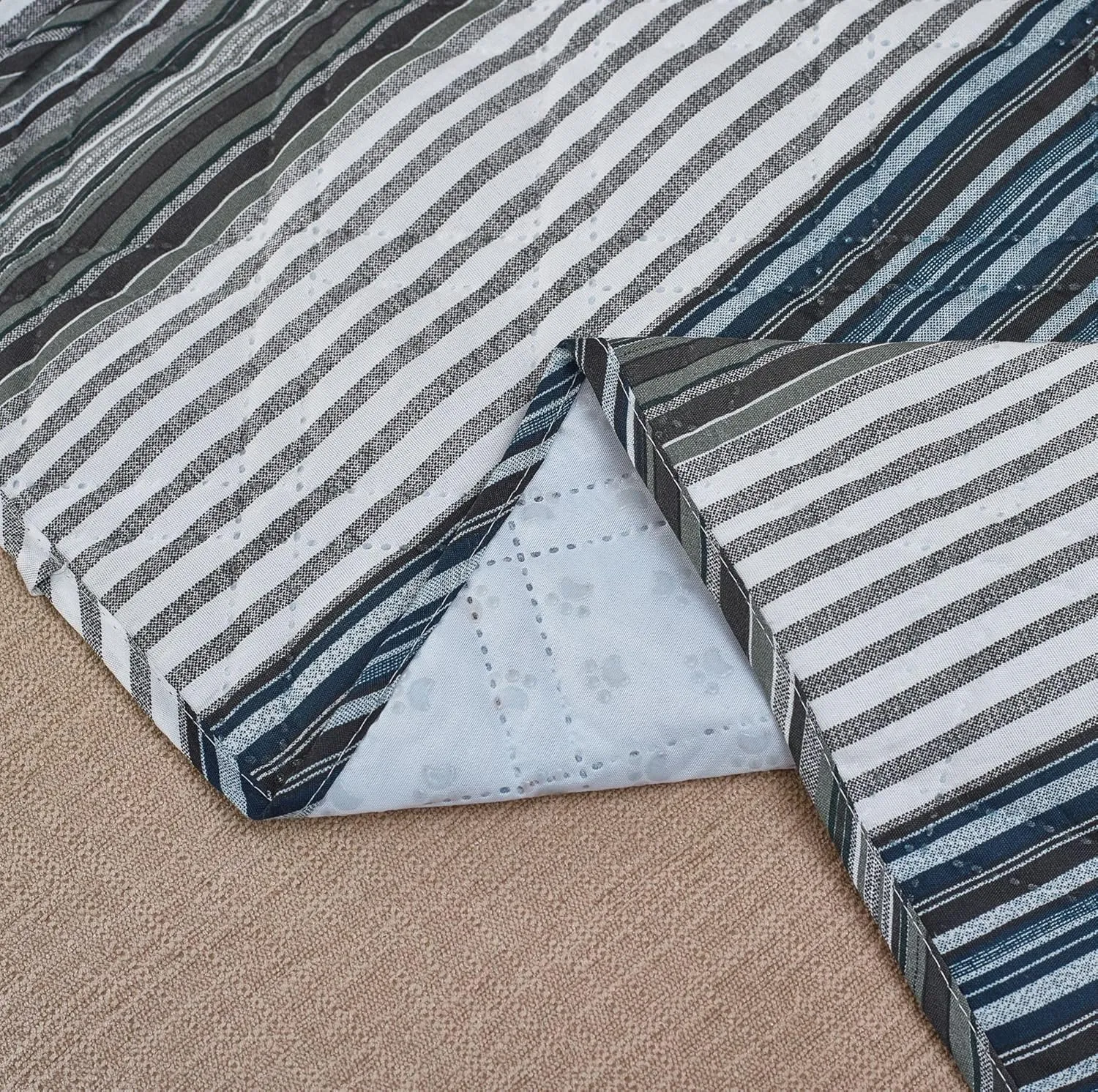 Brilliant Sunshine Multi Grey Stripes Patchwork Couch Cover, Quilted Large Sofa Slipcover, 70" Seat Width, Slip Resistant Furniture Protector, 2" Strap, Washable, for Pets, Kids, Dogs, Multi Grey