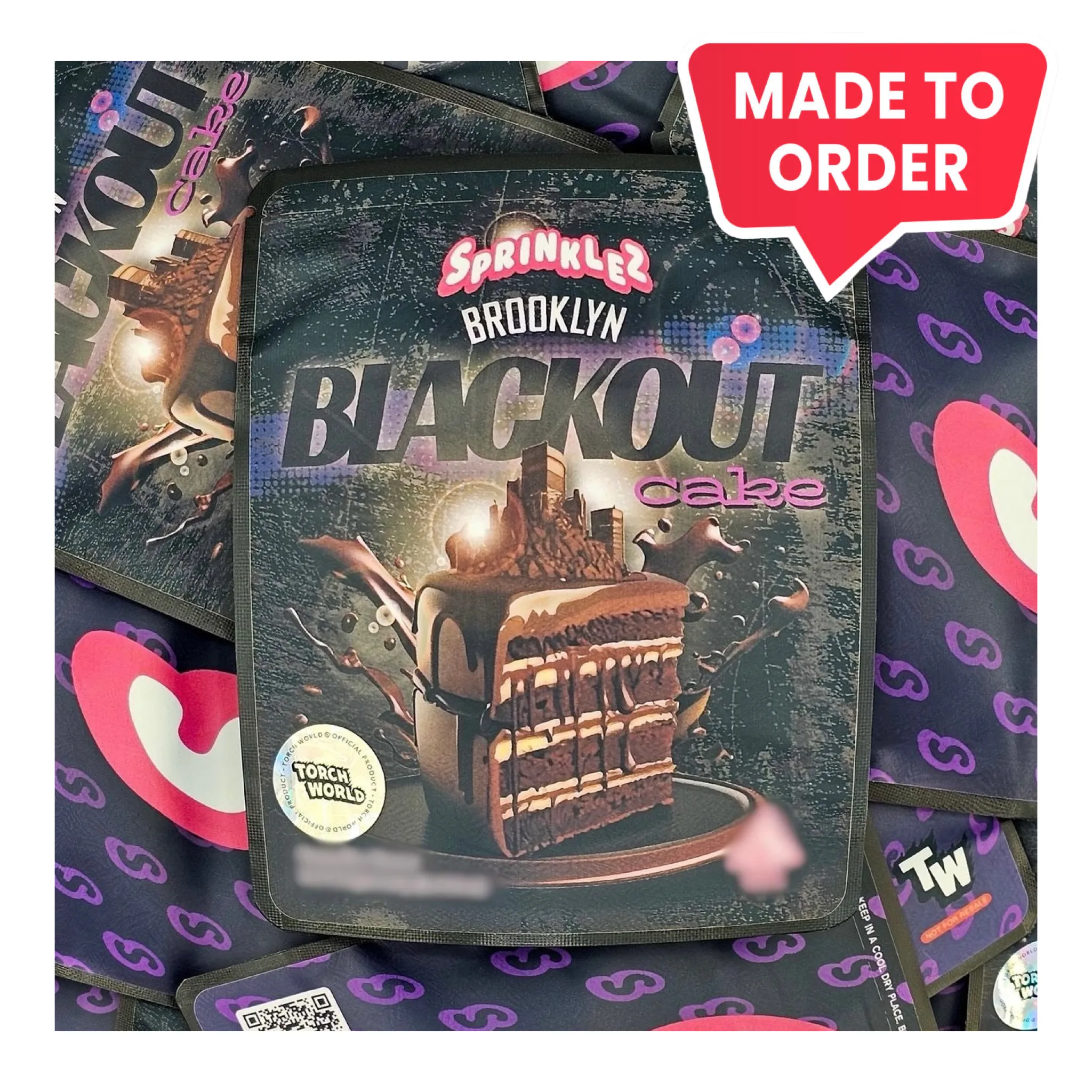 Brooklyn Blackout Cake 3.5g Mylar Bags Sprinklez Torch World (made-to-order)