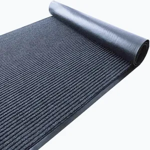 Brush Step Large Front Door Mat 3'x10' Outdoor Indoor Commerical Entrance Mat Doormat Striped Low Profile Rubber Back Heavy Duty and Easy to Clean Gray