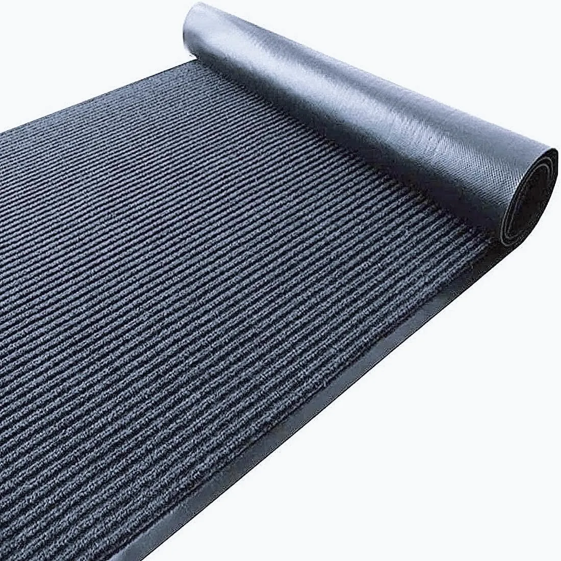 Brush Step Large Front Door Mat 3'x10' Outdoor Indoor Commerical Entrance Mat Doormat Striped Low Profile Rubber Back Heavy Duty and Easy to Clean Gray