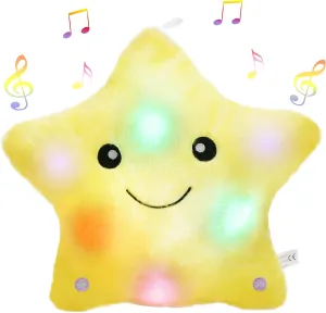 BSTAOFY 13‘’ LED Musical Twinkle Star Light up Lullaby Glow Stuffed Animal Toys Soothe Kids Emotions Birthday Valentines Christmas Festival Gift for Toddlers, Yellow