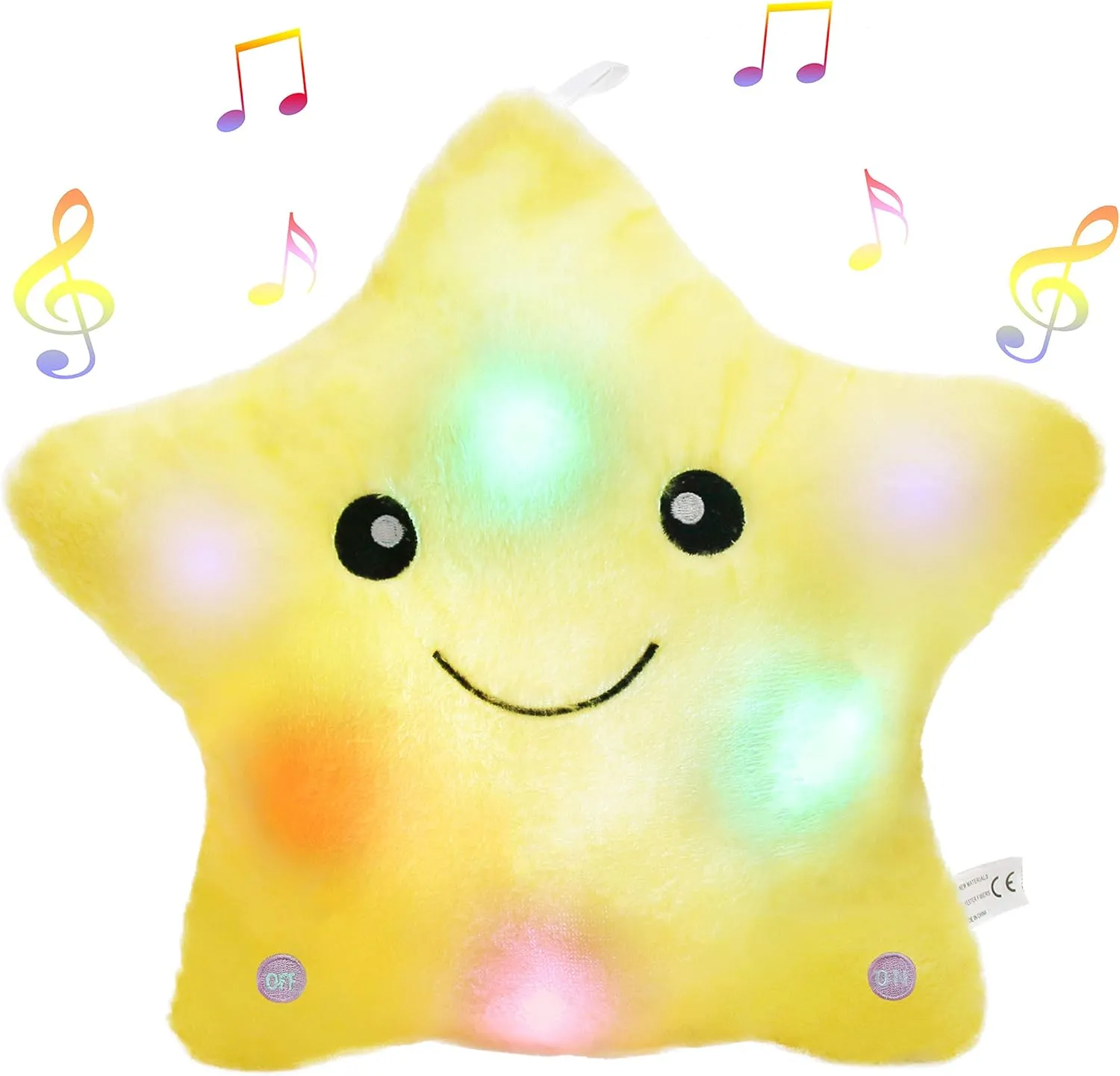 BSTAOFY 13‘’ LED Musical Twinkle Star Light up Lullaby Glow Stuffed Animal Toys Soothe Kids Emotions Birthday Valentines Christmas Festival Gift for Toddlers, Yellow