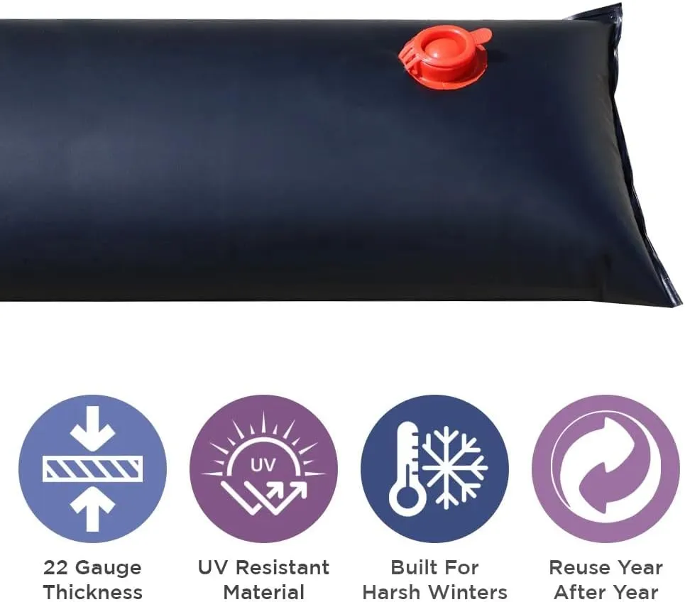 Buffalo Blizzard Black 10-Foot Long Single Chamber Water Bags | 12 Pack | 22-Gauge Heavy-Duty Vinyl Material | Secures Winter Cover to Rectangular Swimming Pools