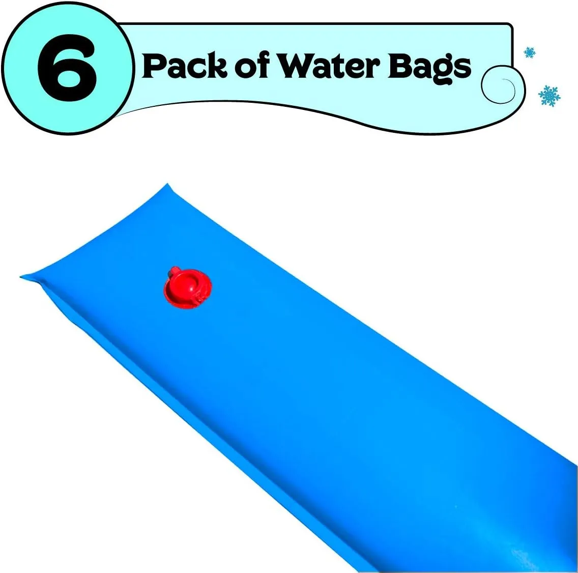 Buffalo Blizzard Blue 4-Foot Long Single Chamber Water Bags | 6 Pack | 16-Gauge Heavy-Duty Vinyl Material | Secures Rectangular Winter Cover to Swimming Pools