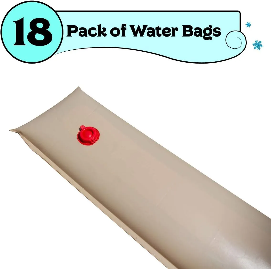 Buffalo Blizzard Tan 10-Foot Long Single Chamber Water Bags | 18 Pack | 18-Gauge Heavy-Duty Vinyl Material | Secures Winter Cover to Rectangular Swimming Pools