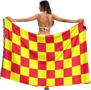 Buffalo Plaid Check Red Yellow Bathing Suits Cover for Beach Vacation Soft Women Cover Ups For Swimwear Beach Sarong 45x70in