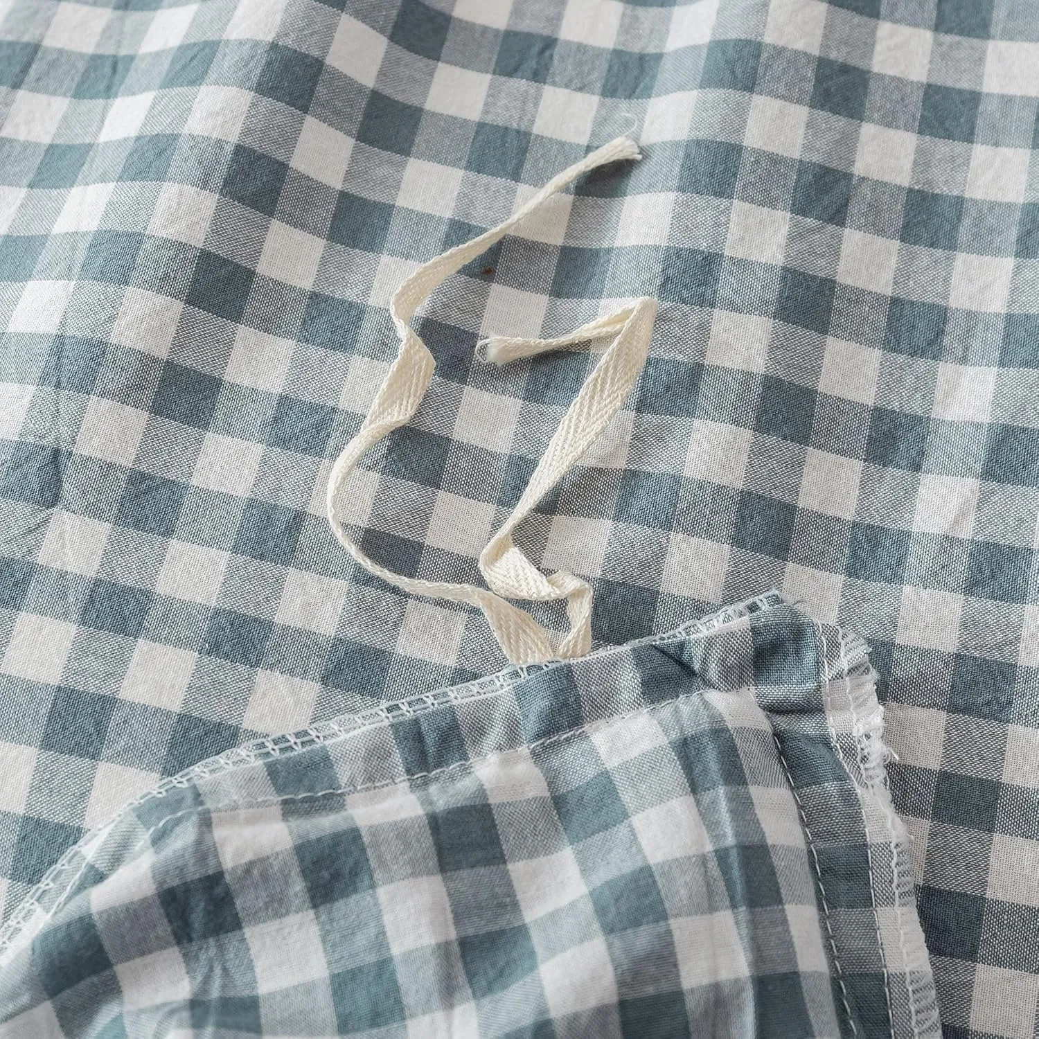 BuLuTu Blue Check Duvet Cover Set Queen Cotton Soft Breathable Bedding Duvet Cover for Kids Boys Blue White Buffalo Plaid Comforter Cover Set 【 3Pcs -1 Queen Duvet Cover Set   2 Pillowcases】