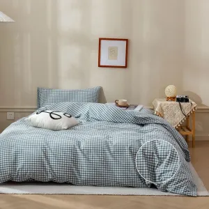 BuLuTu Blue Check Duvet Cover Set Queen Cotton Soft Breathable Bedding Duvet Cover for Kids Boys Blue White Buffalo Plaid Comforter Cover Set 【 3Pcs -1 Queen Duvet Cover Set   2 Pillowcases】