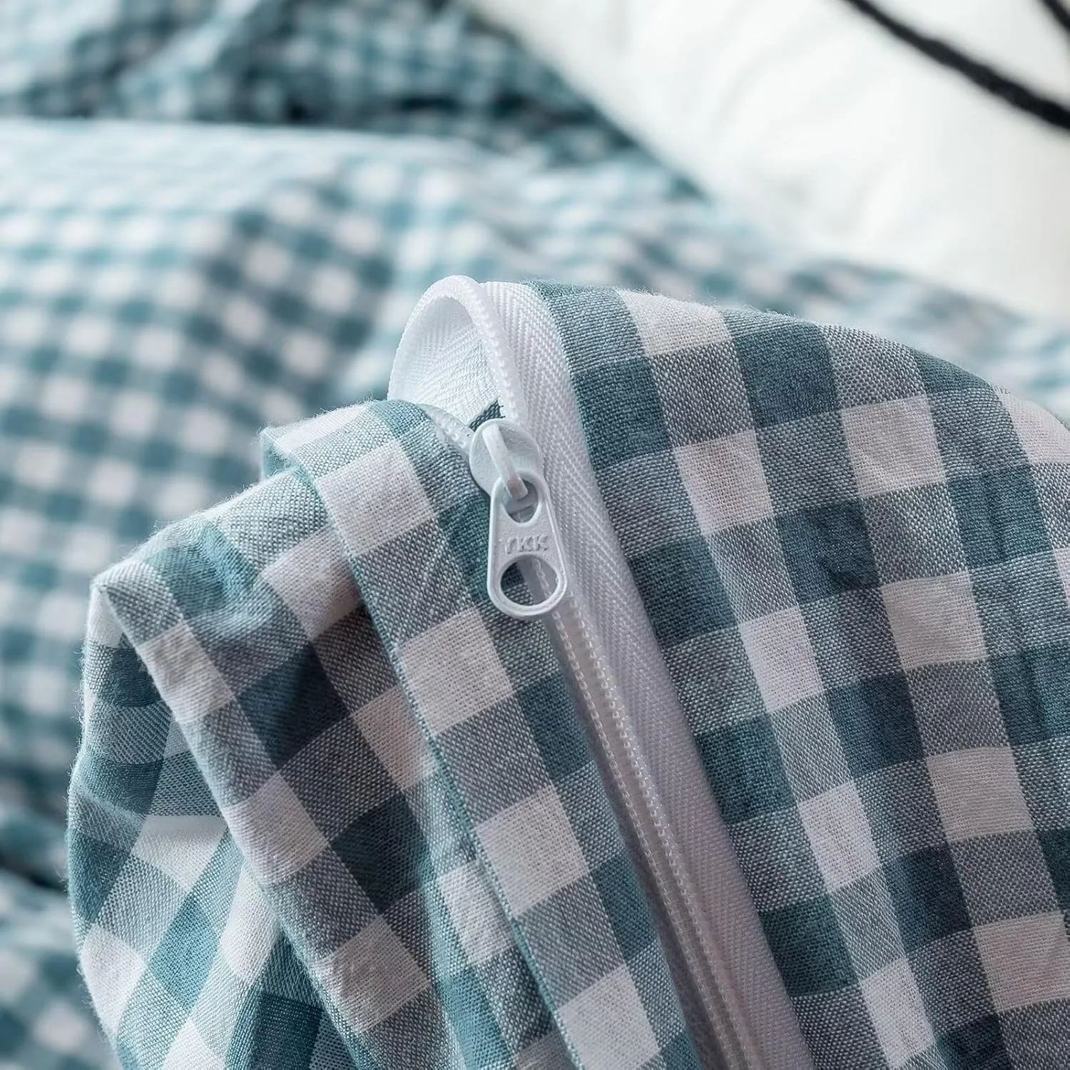 BuLuTu Blue Check Duvet Cover Set Queen Cotton Soft Breathable Bedding Duvet Cover for Kids Boys Blue White Buffalo Plaid Comforter Cover Set 【 3Pcs -1 Queen Duvet Cover Set   2 Pillowcases】