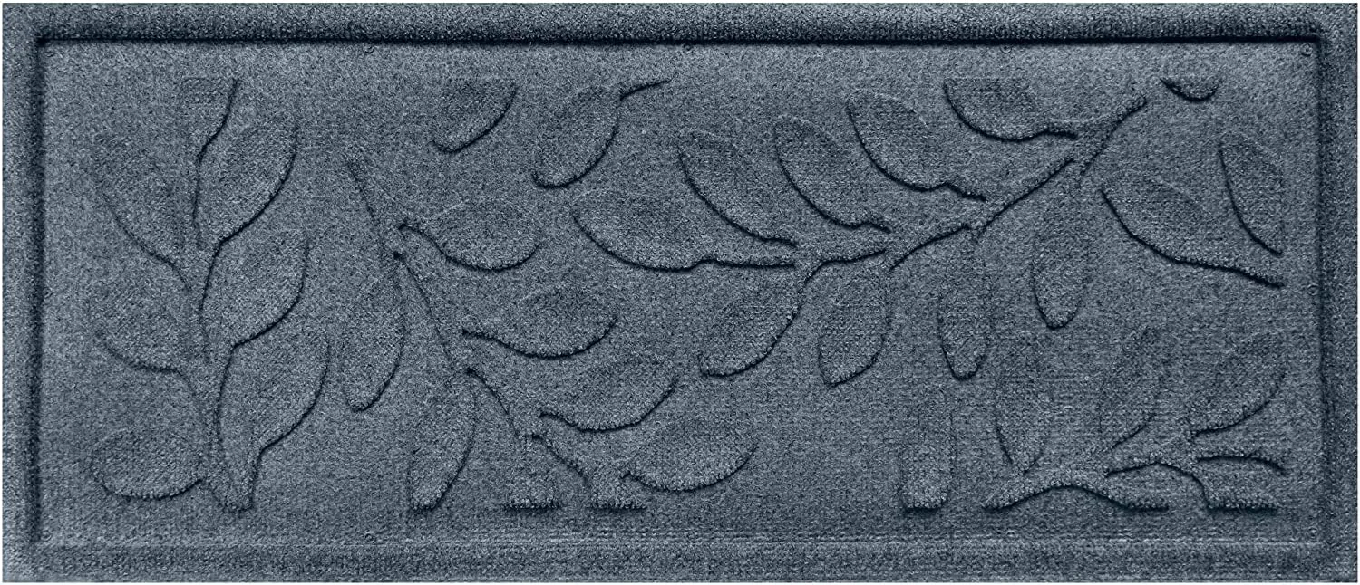 Bungalow Flooring Waterhog Indoor/Outdoor Boot Tray, 15 by 36 inches, Made in USA, Skid Resistant, Easy to Clean, Catches Water and Debris, Brittney Leaf Pattern, Bluestone