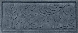 Bungalow Flooring Waterhog Indoor/Outdoor Boot Tray, 15 by 36 inches, Made in USA, Skid Resistant, Easy to Clean, Catches Water and Debris, Brittney Leaf Pattern, Bluestone