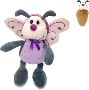Butterfly Stuffed Animal Plush Bug Toys with Embroidered Wings Soft Insects Plushie Bundled with Cocoon Bag, Gift for Girls Kids Babies, Mother's Day Present