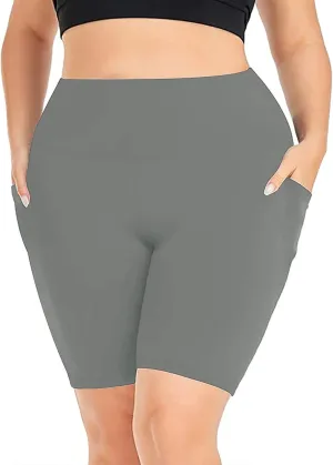 Buttery Soft Shorts Women Butt Lifting Shorts Pockets High Waisted Biker Anti Cellulite Up Workout Gym Shorts High