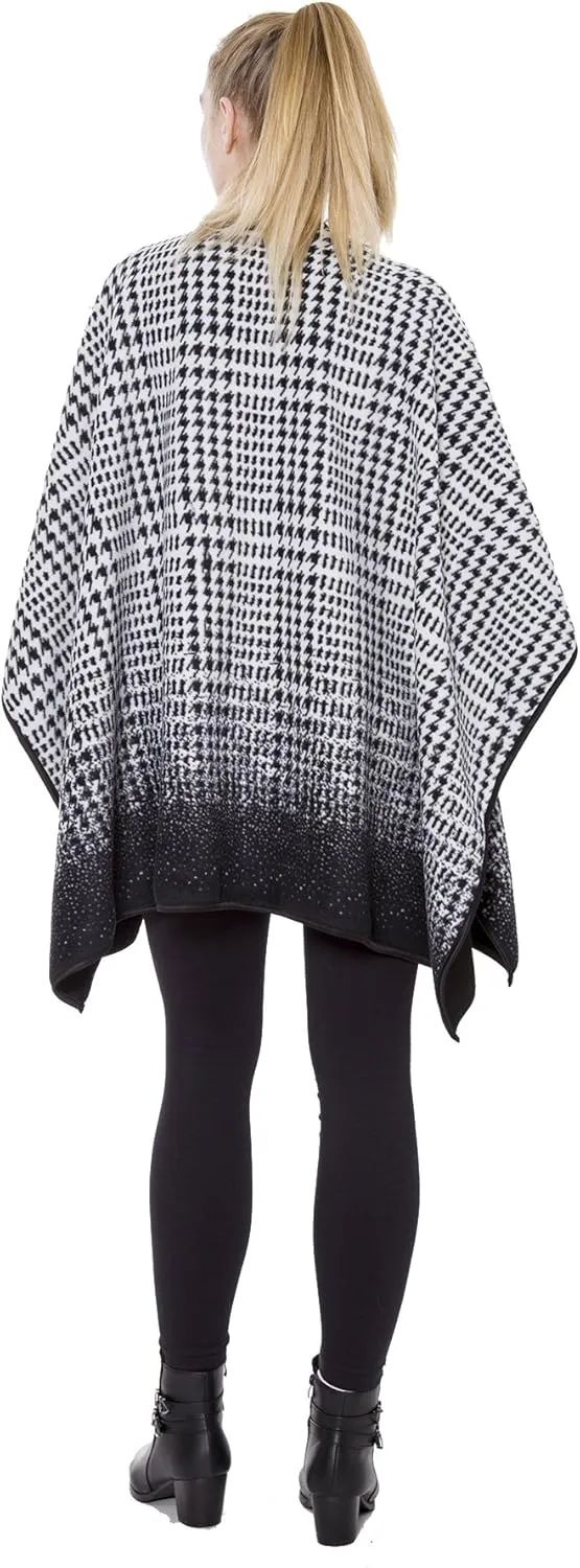 BYOS Women’s Winter Stylish Oversized Solid Plaid Fleece Poncho Blanket Wrap Cape