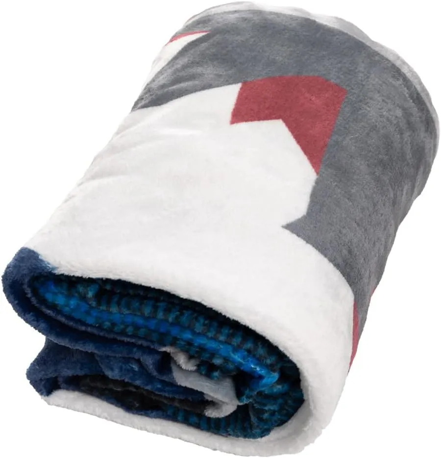 Calhoun NHL Surf & Skate Team Logo Plush Flannel Plaid Throw Blanket (50" by 60") (Winnipeg Jets)