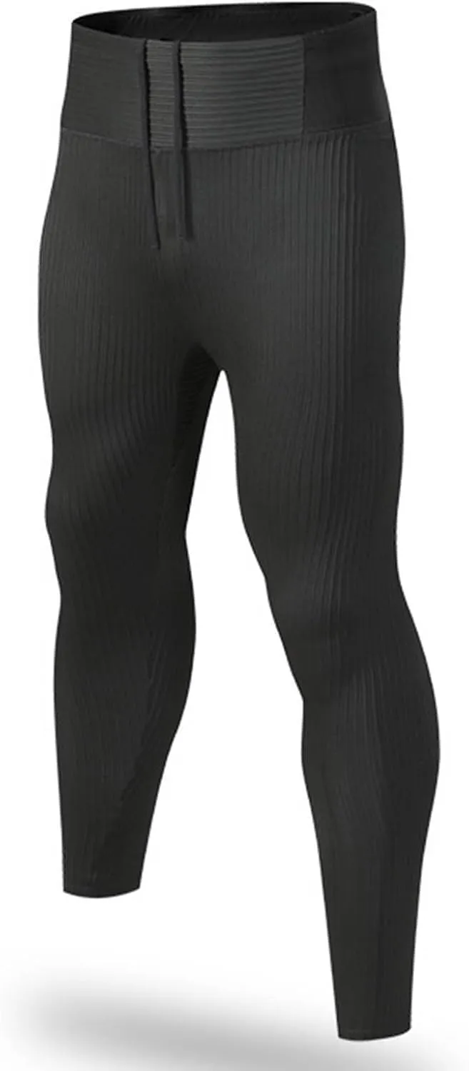 Cambkatl Men's Compression Leggings， Double-Layer High Waisted Sports Yoga Pants Fashion Cycling Running Tights