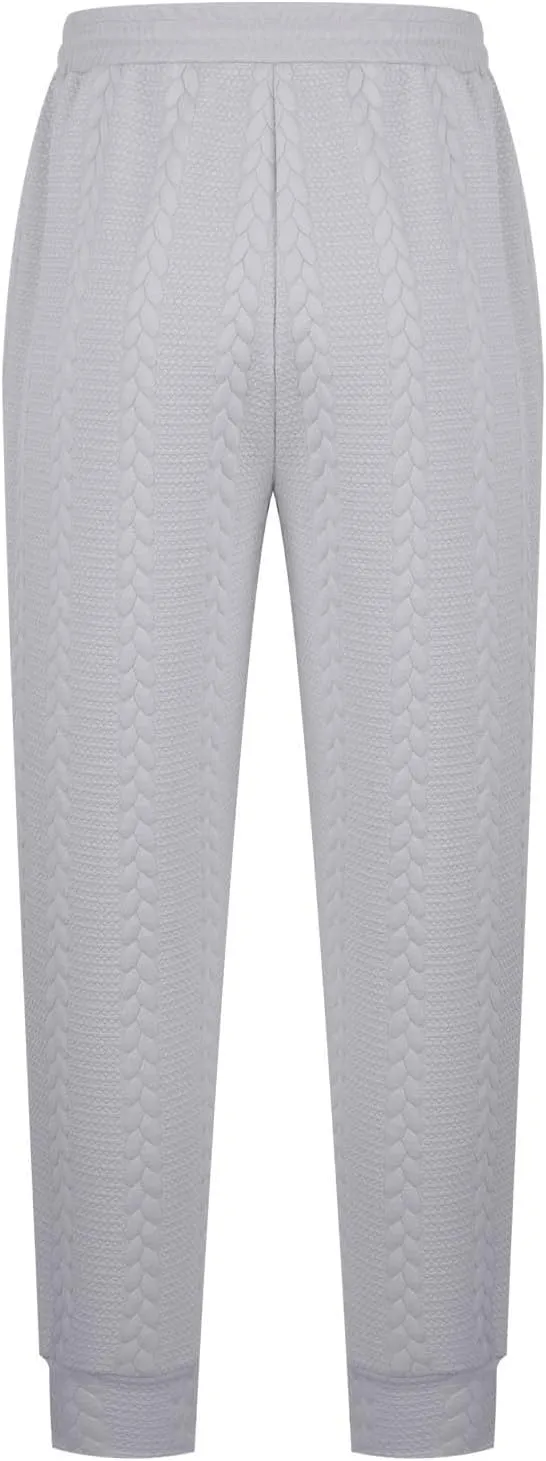 Cambkatl Men's Knit Jacquard Joggers Athletic Casual Sweatpants Drawstring Elastic Waist Sports Track Pants with Pockets