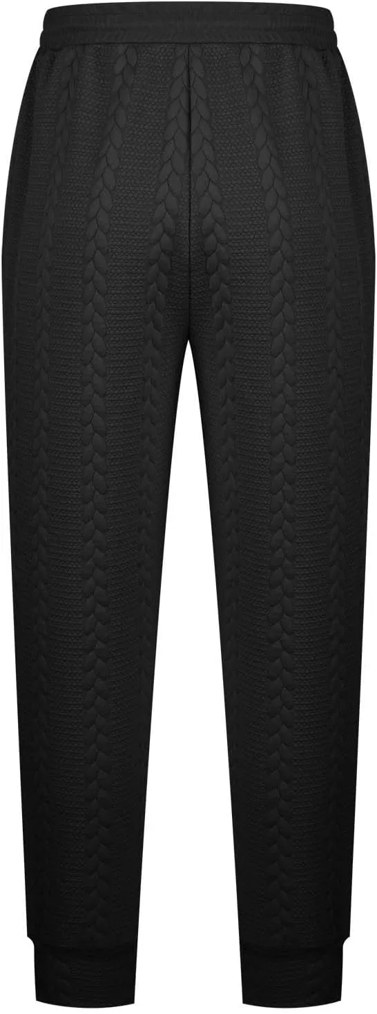 Cambkatl Men's Knit Jacquard Joggers Athletic Casual Sweatpants Drawstring Elastic Waist Sports Track Pants with Pockets