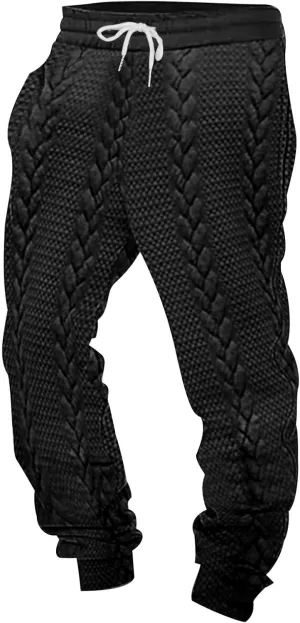 Cambkatl Men's Knit Jacquard Joggers Athletic Casual Sweatpants Drawstring Elastic Waist Sports Track Pants with Pockets