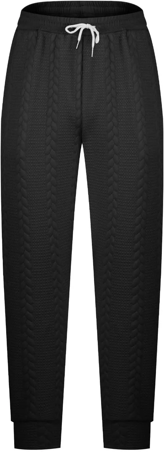 Cambkatl Men's Knit Jacquard Joggers Athletic Casual Sweatpants Drawstring Elastic Waist Sports Track Pants with Pockets