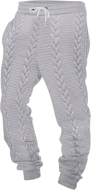 Cambkatl Men's Knit Jacquard Joggers Athletic Casual Sweatpants Drawstring Elastic Waist Sports Track Pants with Pockets