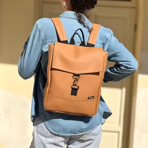 Camel Vegan Leather Mini Students Backpack