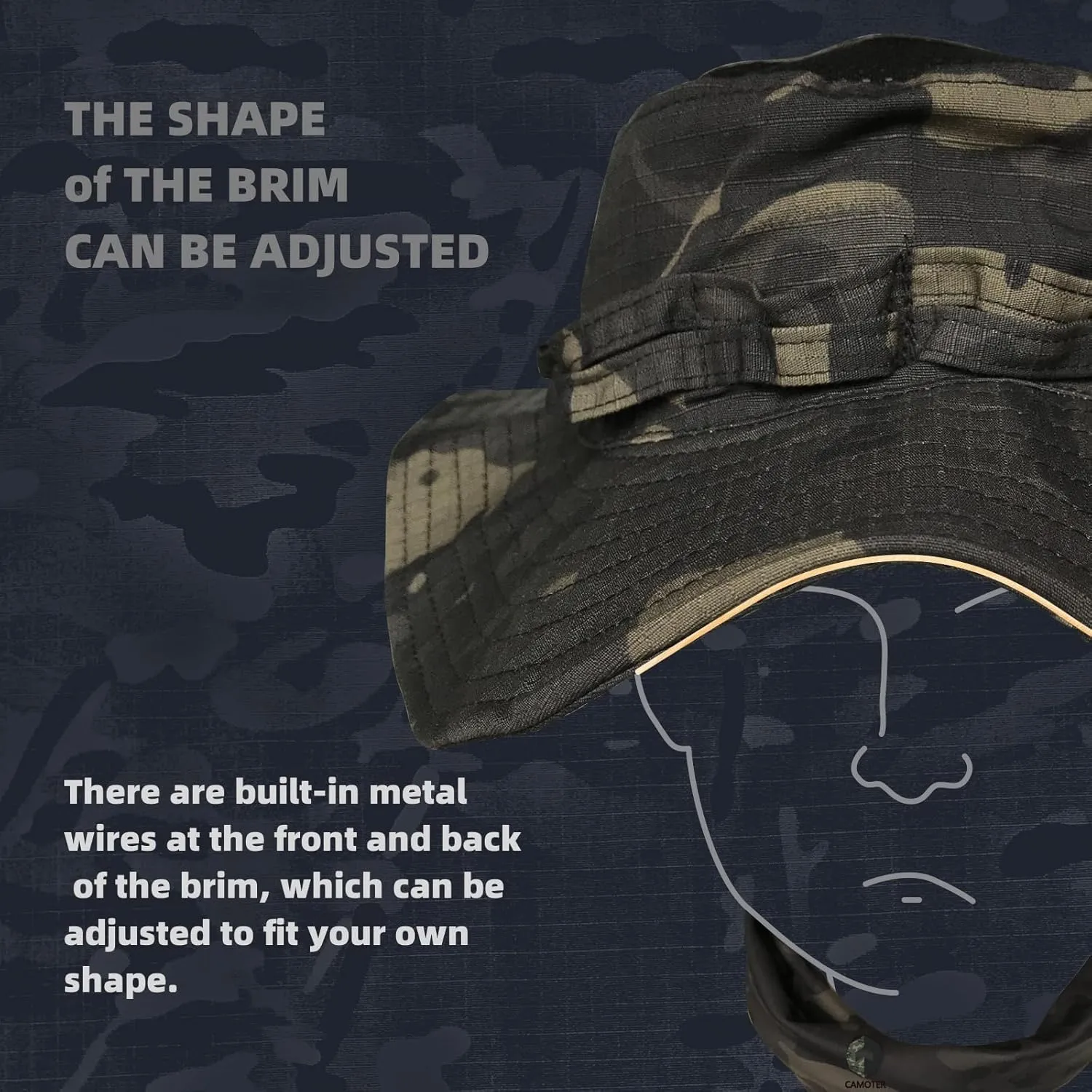 Camo Boonie Sun Hat with Face Mask UV Protection Fishing Hat Bucket Hat for Hunting Hiking Military Tactical Safari