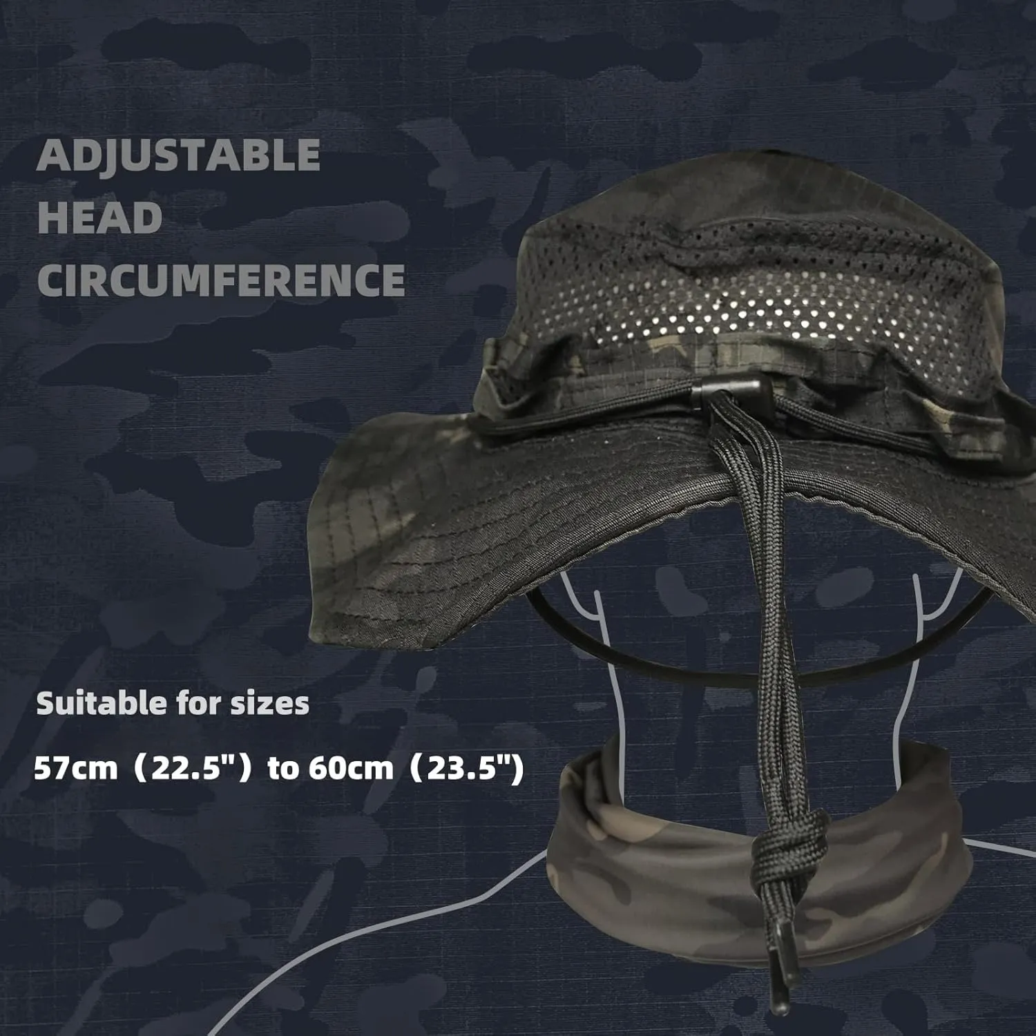 Camo Boonie Sun Hat with Face Mask UV Protection Fishing Hat Bucket Hat for Hunting Hiking Military Tactical Safari