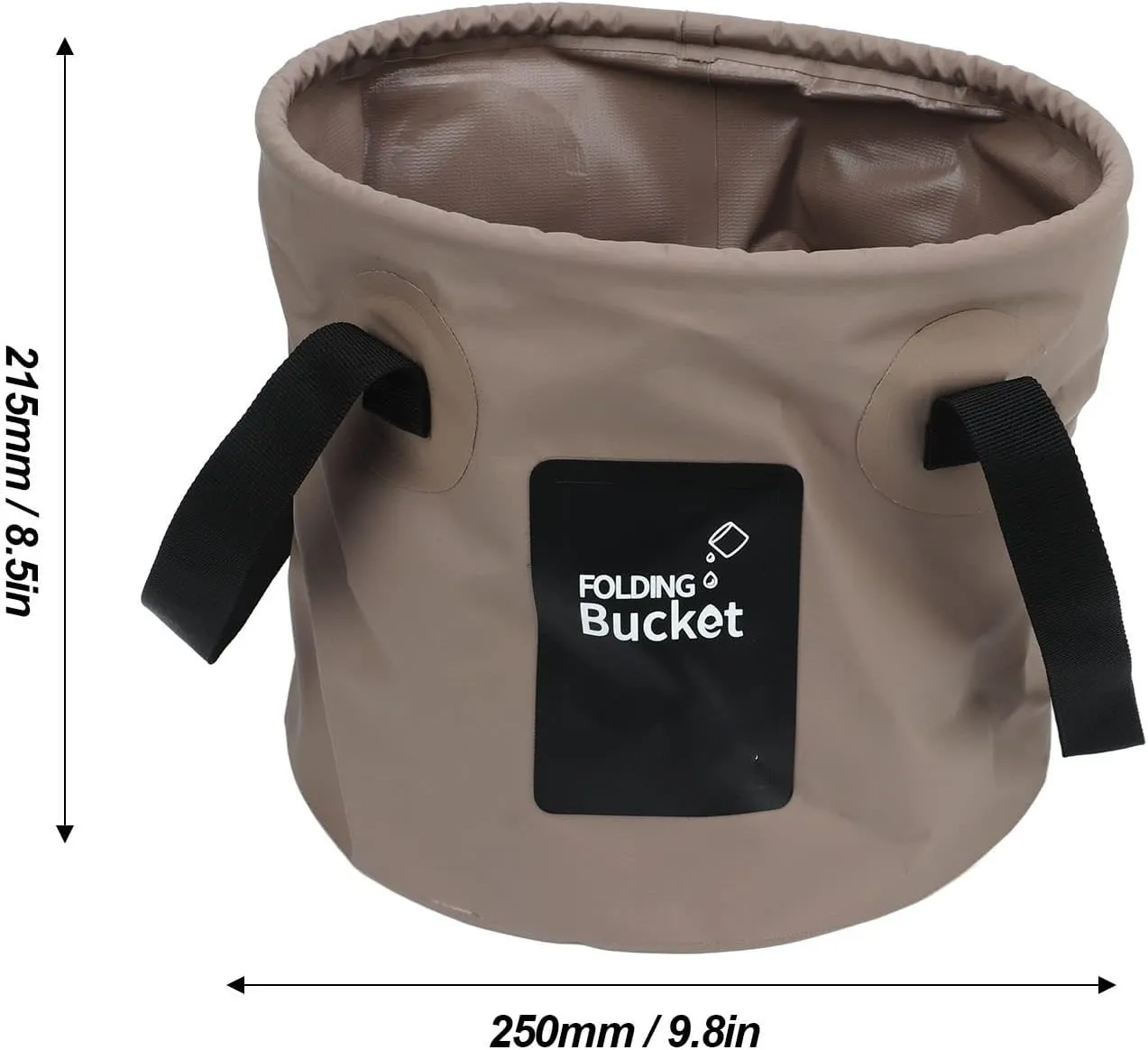 Camping Bucket 10L 3 Layer PVC Laminated Mesh Collapsible Bucket with Handles, Portable Outdoor Water Container for Travelling Camping Hiking(Brown)