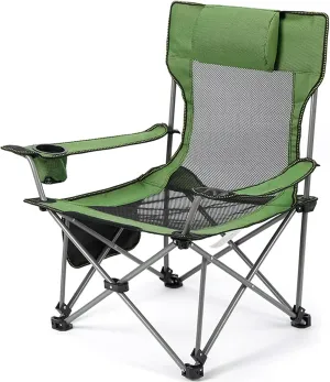 Camping Chairs with Foot Rest for Adults, Beach Chairs High Off Ground Reclining, Picnic Chairs Folding, with Cup Holders and Side Pocket,F