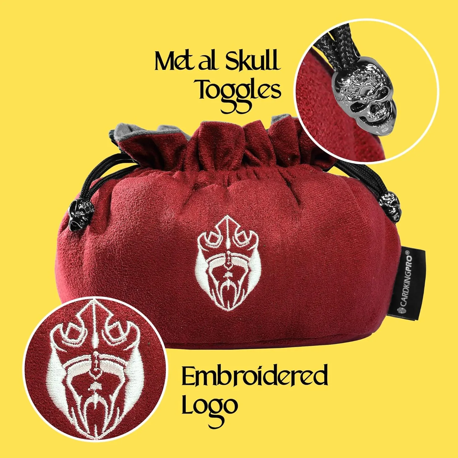 CardKingPro Immense Dice Bags with Pockets - Red - Capacity 150  Dice - Great Organizer for Dice Hoarders, Perfect for Dungeons and Dragons [Patented Design]