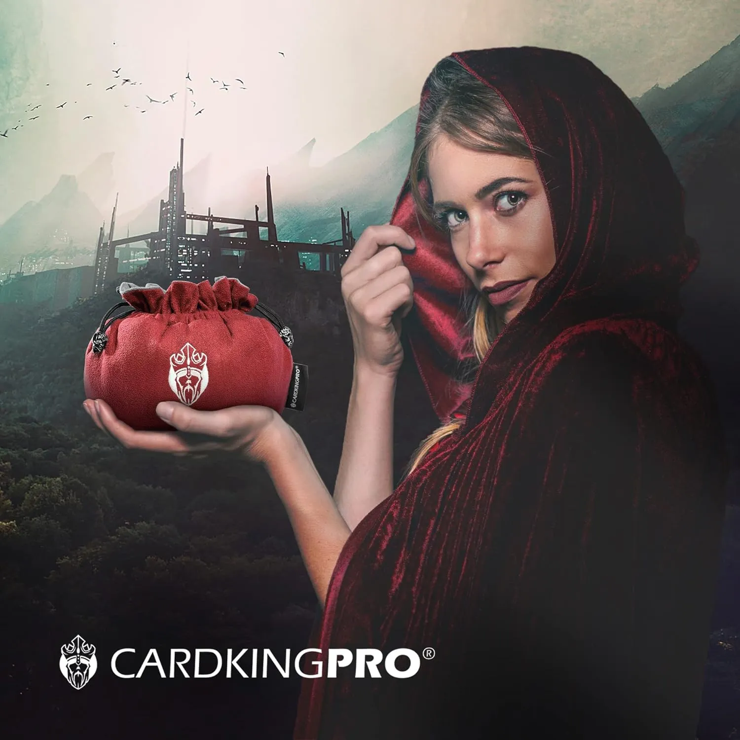 CardKingPro Immense Dice Bags with Pockets - Red - Capacity 150  Dice - Great Organizer for Dice Hoarders, Perfect for Dungeons and Dragons [Patented Design]