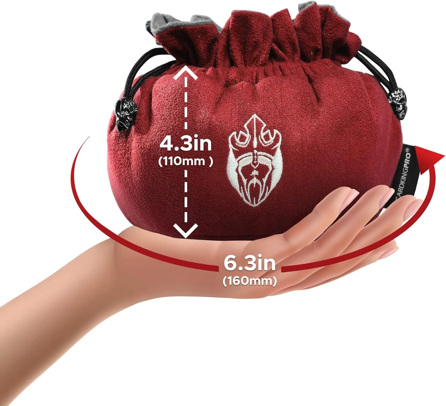 CardKingPro Immense Dice Bags with Pockets - Red - Capacity 150  Dice - Great Organizer for Dice Hoarders, Perfect for Dungeons and Dragons [Patented Design]
