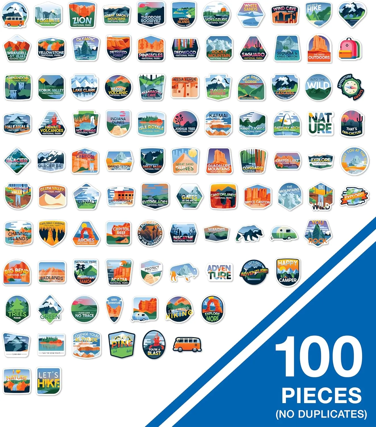 Carson Dellosa 100 Adventure Time Vinyl Stickers, Waterproof Decals for Crafts, Scrapbooking, Water Bottle, Lap Top, Teacher Planner, Phone Case, Luggage, Camp, Travel, and School Supplies
