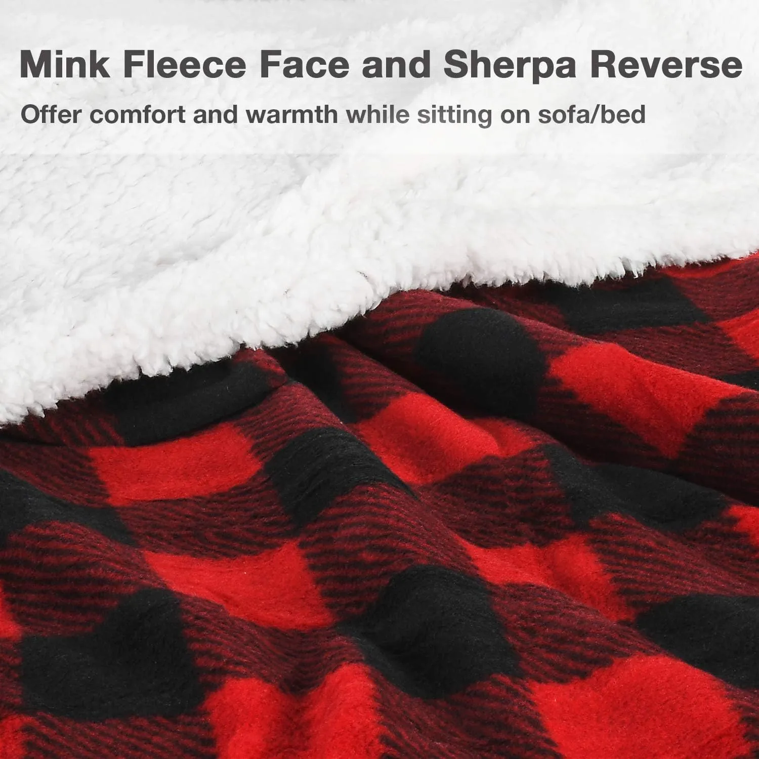 Catalonia Sherpa Wearable Blanket with Sleeves Arms,Super Soft Warm Comfy Large Fleece Plush Sleeved TV Throws Wrap Robe Blanket for Adult Women and Men,Buffalo Plaid Checkered