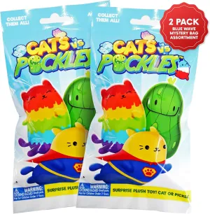 Cats vs Pickles 2pk Mystery Bags Blue Wave ABC Bean Filled Plushies | Stocking Stuffers | Blind Bags for Girls and for Boys | Surprise Bean Collectibles | Mystery Bag Toys for Kids & Adults | 2-pack