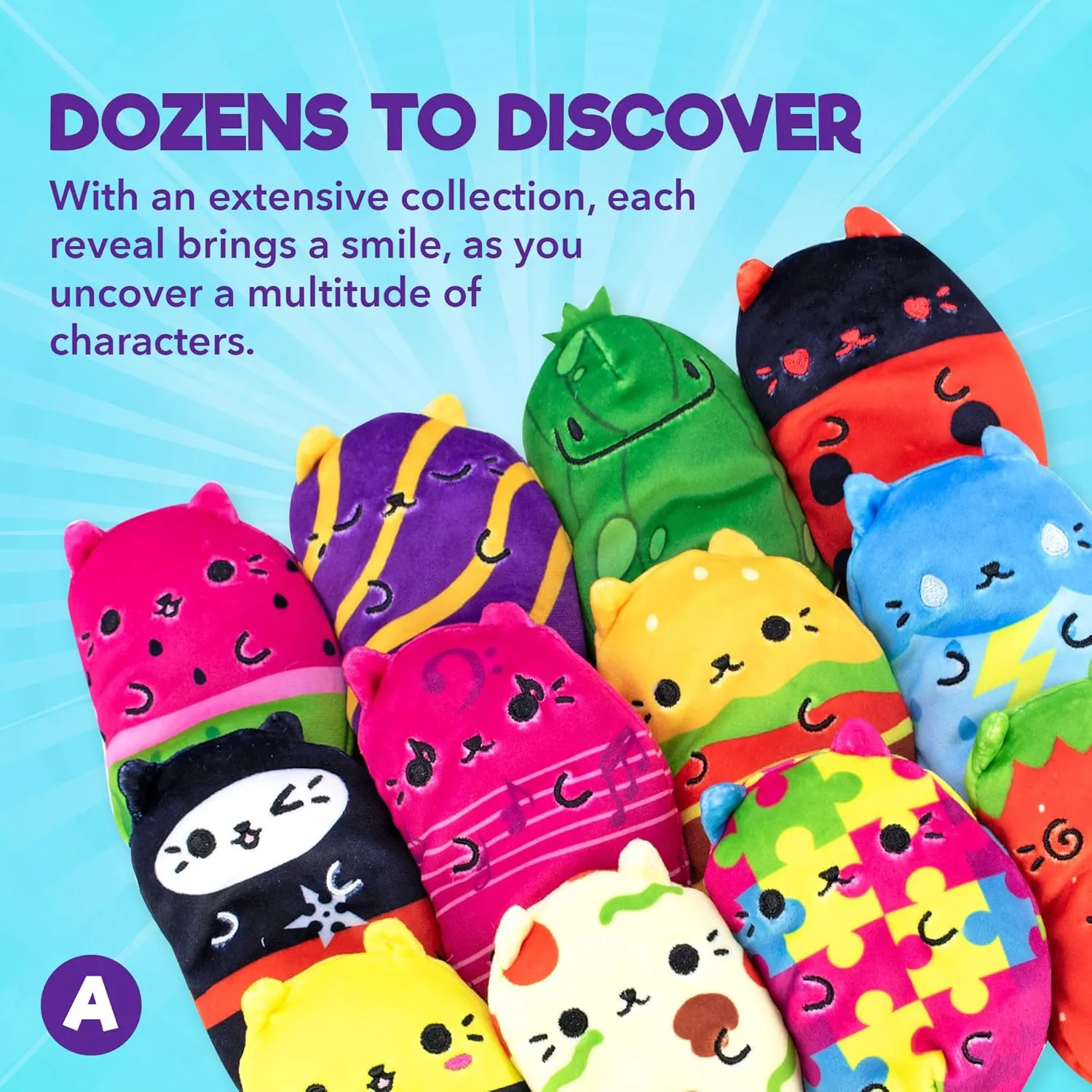 Cats vs Pickles 2pk Mystery Bags Blue Wave ABC Bean Filled Plushies | Stocking Stuffers | Blind Bags for Girls and for Boys | Surprise Bean Collectibles | Mystery Bag Toys for Kids & Adults | 2-pack