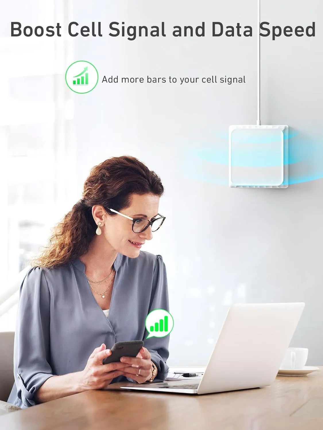 Cell Phone Signal Booster for Home | Boosts 4G LTE & 5G for All U.S. Carriers - Verizon, AT&T, T-Mobile & More, Cell Signal Booster APP Support Cover Up to 4,500 Sq Ft | FCC Approved