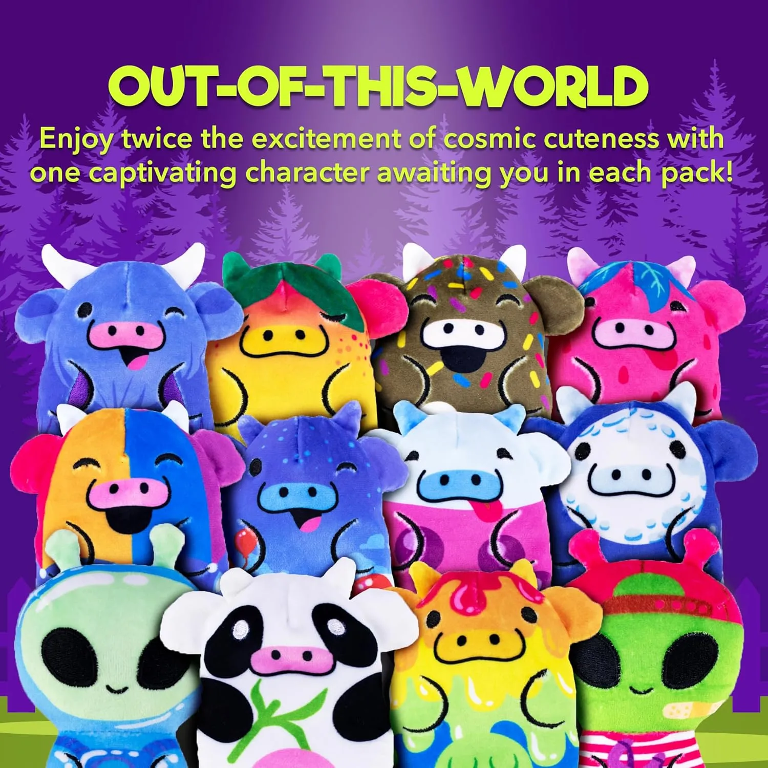 Cepia Assortment A 12 Pack | Mystery Bags for Boys and for Girls | Surprise Alien and Cow Plush | Blind Bag of Collectible Bean Toys | Soft Bean-Filled Plushies | 12pk - Mystery A
