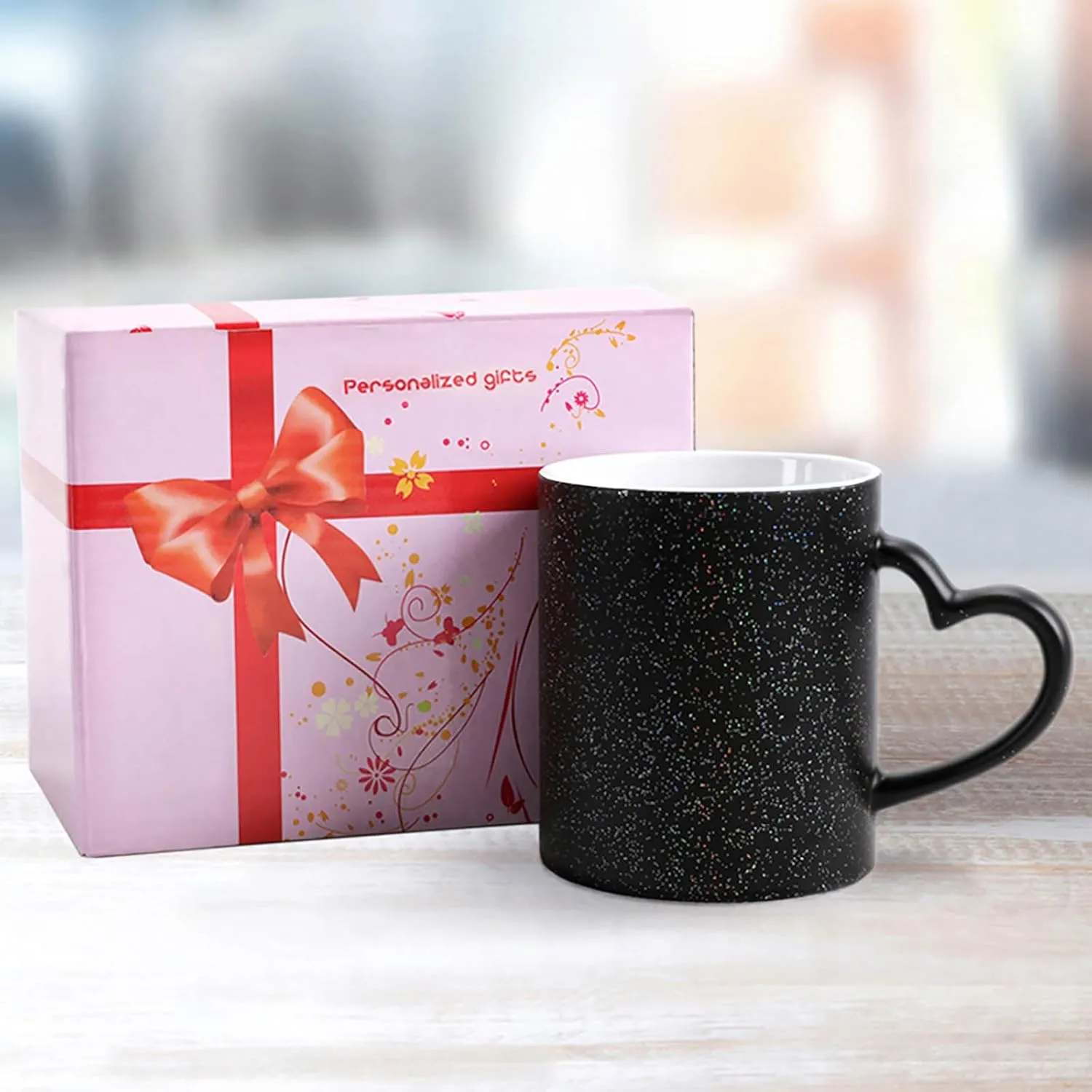 Ceramic Coffee Mugs, 11 Oz Heat Changing Mug, Personalized Brook Trout Fly Fishing Novelty Color Changing Coffee Mug Cup with Ear Design Handle Cool Magic Mugs for Hot Drinks