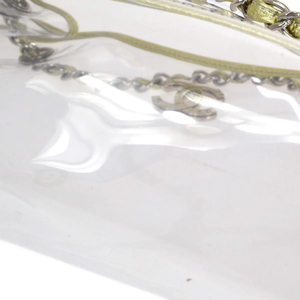 CHANEL 2007 Vinyl Chain Tote Bag Clear Gold AK31501g