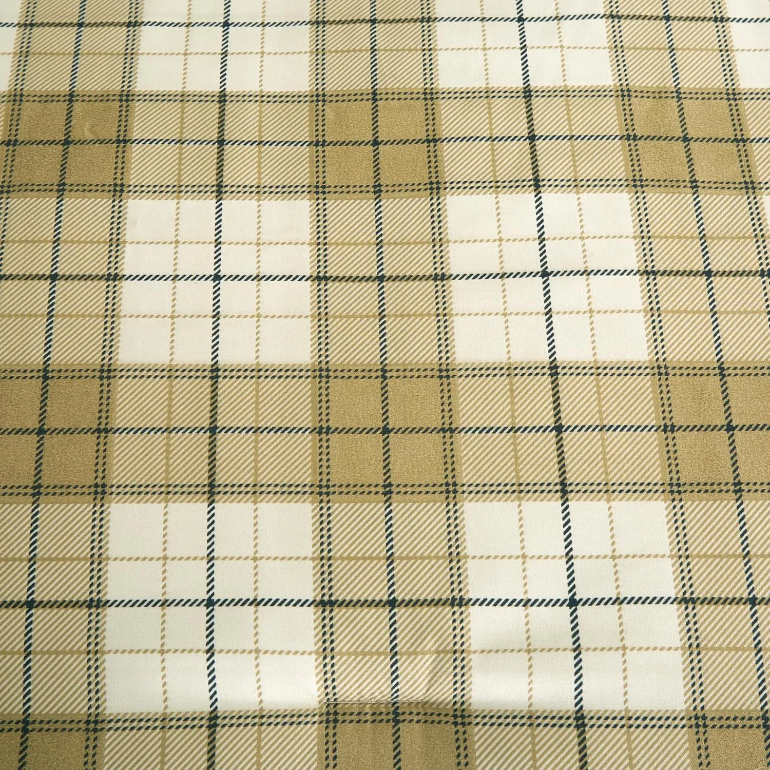 Chezmoi Collection 3-Piece Plaid Comforter Set Full Size - Tan Beige Blue Plaid Stripe Printed Microfiber Bedding Lightweight Breathable Blanket for All Season