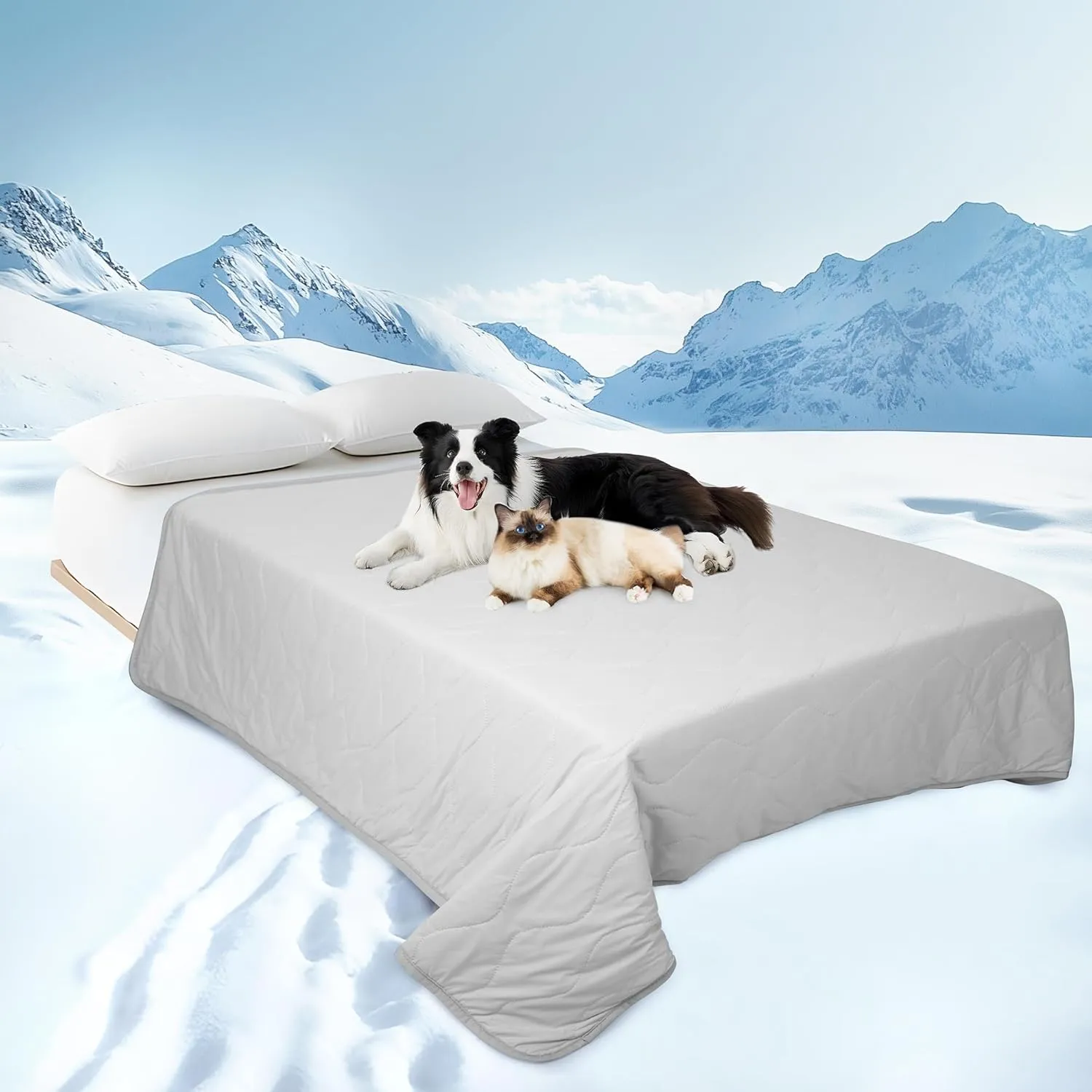 Chicute Cooling Dog Blanket for Sofa - 50x60 Waterproof Pet Blankets for Dog Bed Cover, Slip-Resistant Throw Blanket for Couch Protector, Washable Furniture Cover for Dogs, Cats, Grey