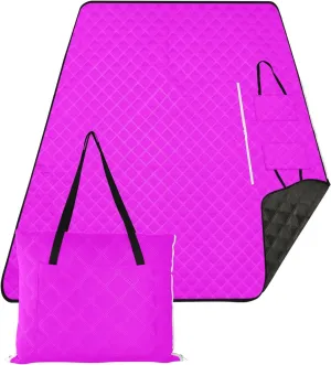 CHIFIGNO Magenta Fuchsia Cute Picnic Mat Foldable Beach Mat Sand Free Waterproof Outdoor Camping Grass Mat 80" x 60"