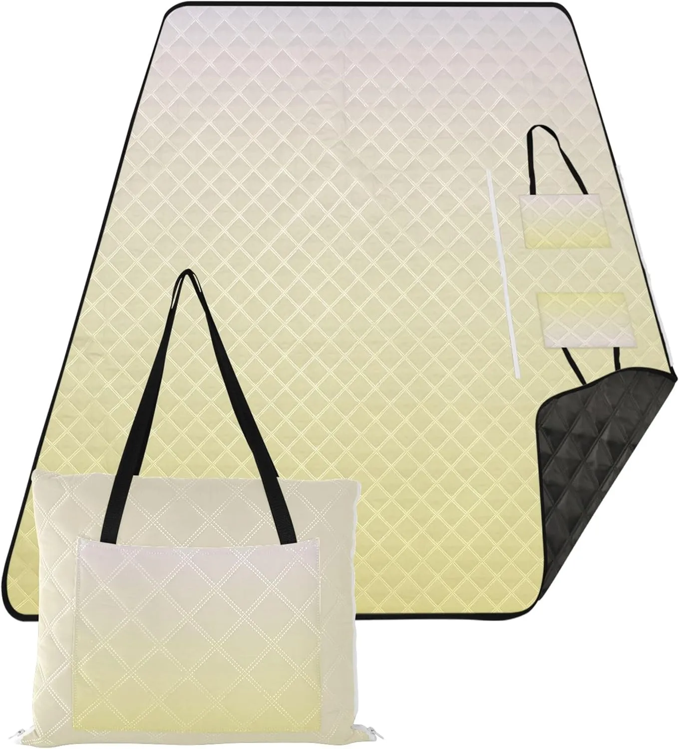 CHIFIGNO Magnolia Light Khaki Gradient no Sand Beach Blanket Waterproof Outdoor Camping Grass Mat Extra Large Cute Picnic Blanket Foldable 118" x 80"