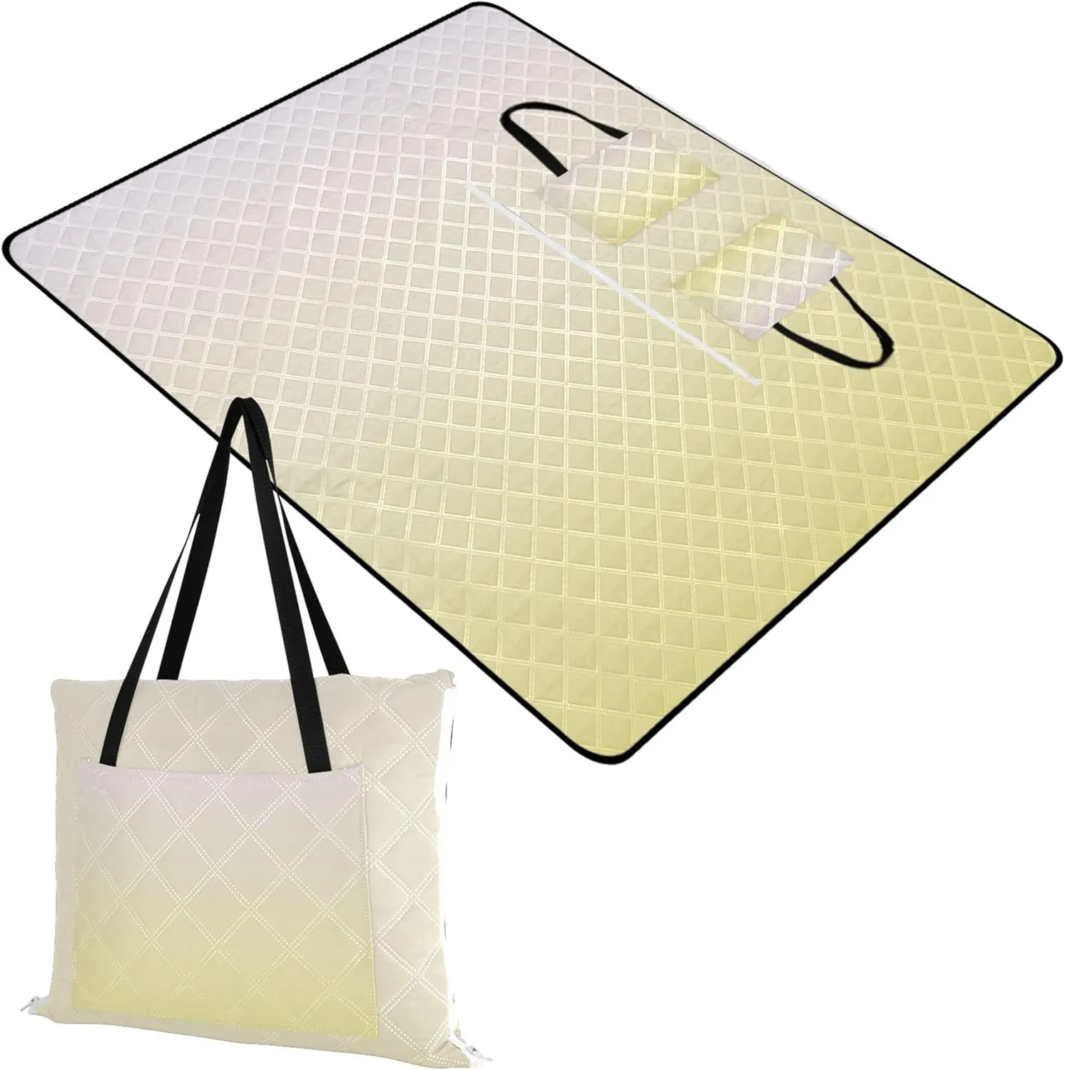 CHIFIGNO Magnolia Light Khaki Gradient no Sand Beach Blanket Waterproof Outdoor Camping Grass Mat Extra Large Cute Picnic Blanket Foldable 118" x 80"