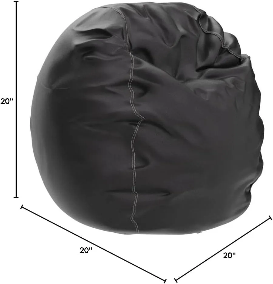 Child Bean Bag Chairs by Better American Products - Kid Sized Baseball Style Vinyl Bean Bag Chairs Perfect for Game Rooms and More (Black)