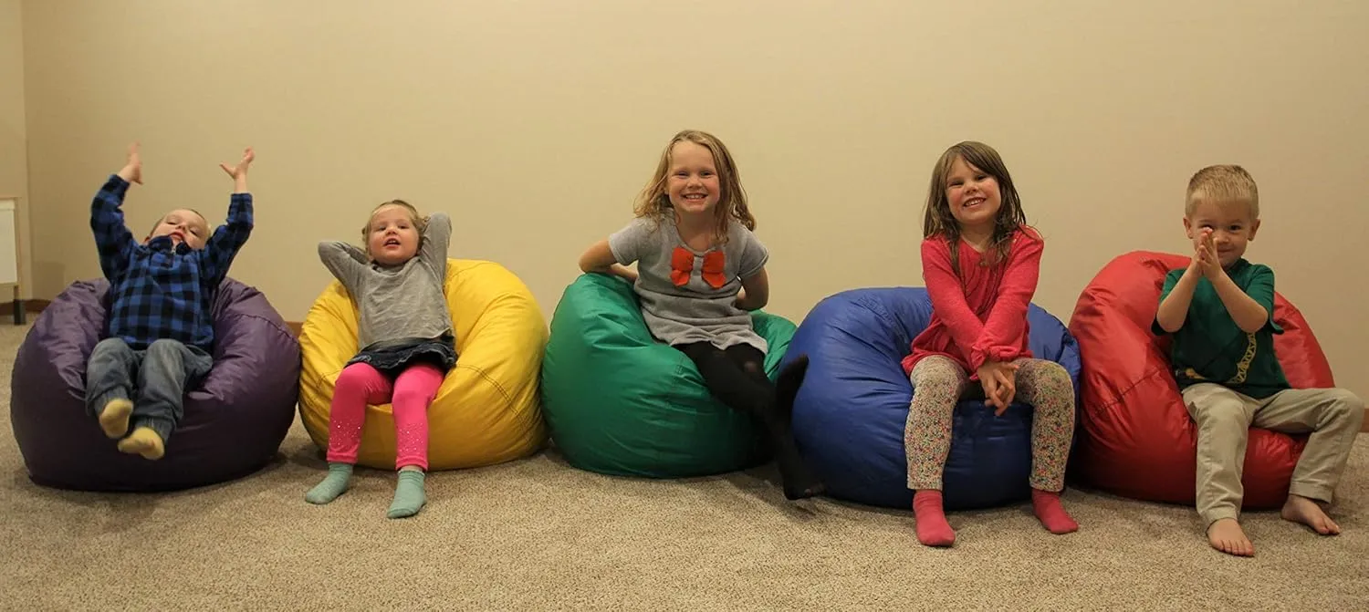 Child Bean Bag Chairs by Better American Products - Kid Sized Baseball Style Vinyl Bean Bag Chairs Perfect for Game Rooms and More (Blue)