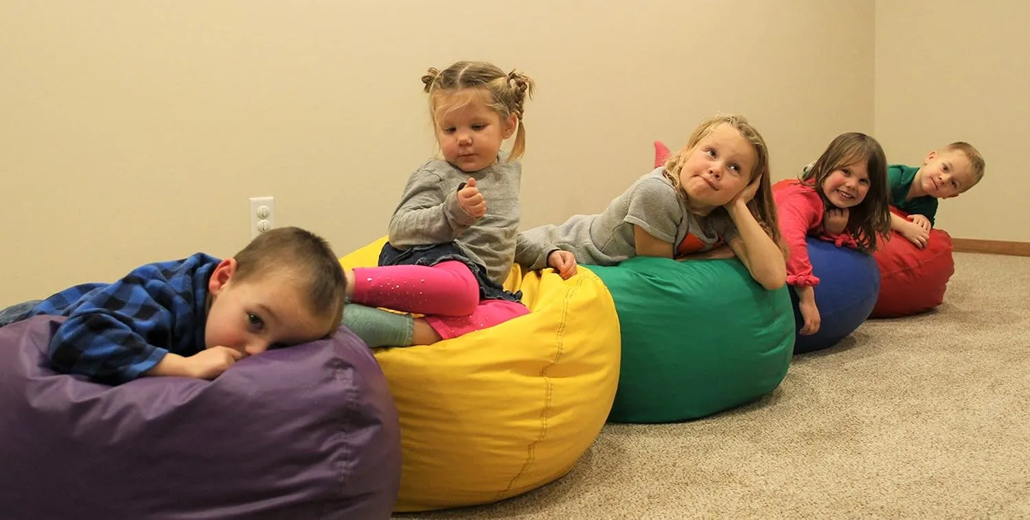 Child Bean Bag Chairs by Better American Products - Kid Sized Baseball Style Vinyl Bean Bag Chairs Perfect for Game Rooms and More (Blue)